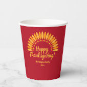Hinzufügen Jahr glücklich Thanksgiving Yellows Red Pappbecher (Vorderseite)