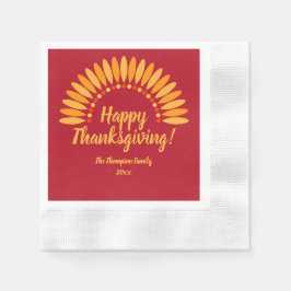 Hinzufügen Jahr glücklich Thanksgiving Yellows Red Serviette