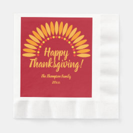 Hinzufügen Jahr glücklich Thanksgiving Yellows Red Serviette