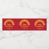 Hinzufügen Jahr glücklich Thanksgiving Yellows Red Wasserflaschenetikett (Einzelnes Label)