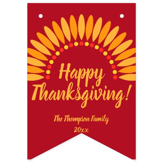 Hinzufügen Jahr glücklich Thanksgiving Yellows Red Wimpelkette (Zweite Fahne)