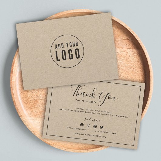 Hinzufügen Logo Dunkelgraue Grenze Rustic Kraft Vi