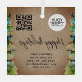 Hinzufügen Logo QR Code Weihnachtsbaum Wasserfarbe Ornament Aus Glas (Rückseite)