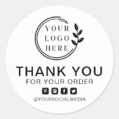 Hinzufügen Logo Social Media Order Vielen Dank Runder Aufkleber (Vorderseite)