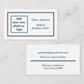 Hinzufügen Sie Ihr eigenes Image Foto Logo minimal Visitenkarte (Vorne/Hinten)