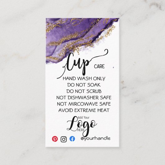 HINZUFÜGEN SIE IHR LOGO-Cup CARE CARDS-Vinyl-Gesch Visitenkarte (Vorderseite)