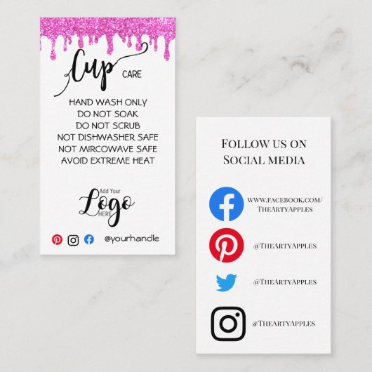 HINZUFÜGEN SIE IHR LOGO-Cup CARE CARDS-Vinyl-Gesch Visitenkarte (Vorne/Hinten)