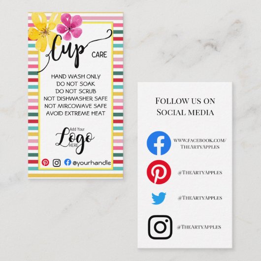 HINZUFÜGEN SIE IHR LOGO-Cup CARE CARDS-Vinylgeschä Visitenkarte (Vorne/Hinten)