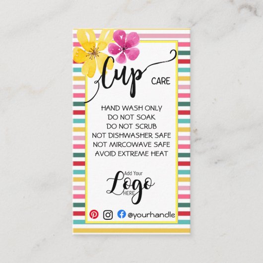 HINZUFÜGEN SIE IHR LOGO-Cup CARE CARDS-Vinylgeschä Visitenkarte (Vorderseite)