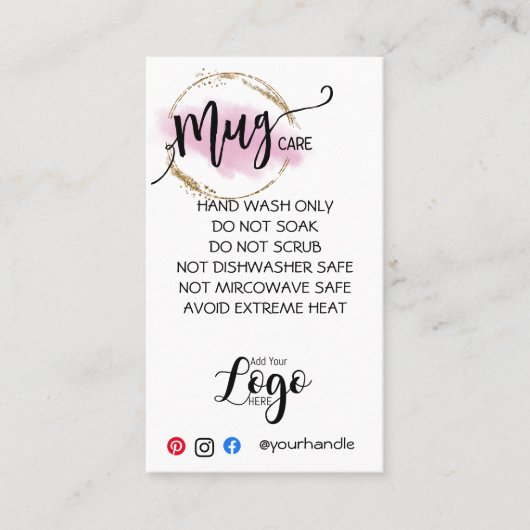 HINZUFÜGEN SIE IHR LOGO Tasse CARE CARDS-Vinyl-Ges Visitenkarte (Vorderseite)