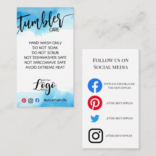 HINZUFÜGEN SIE IHR LOGO TUMBLER CARE CARDS-Vinyl-G Visitenkarte (Vorne/Hinten)