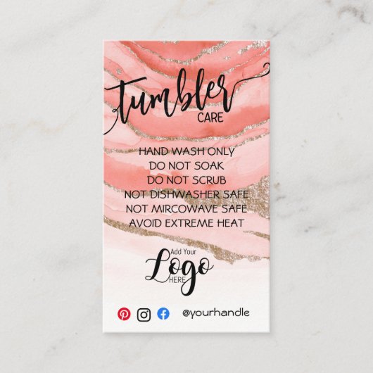 HINZUFÜGEN SIE IHR LOGO TUMBLER CARE CARDS-Vinyl-G Visitenkarte (Vorderseite)