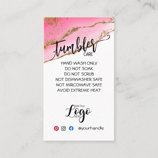 HINZUFÜGEN SIE IHR LOGO TUMBLER CARE CARDS-Vinyl-G Visitenkarte (Vorderseite)