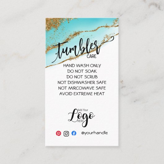 HINZUFÜGEN SIE IHR LOGO TUMBLER CARE CARDS-Vinyl-G Visitenkarte (Vorderseite)