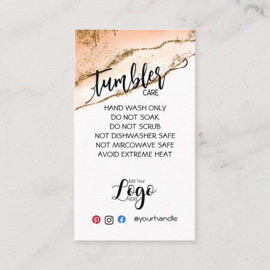 HINZUFÜGEN SIE IHR LOGO TUMBLER CARE CARDS-Vinyl-G Visitenkarte (Vorderseite)