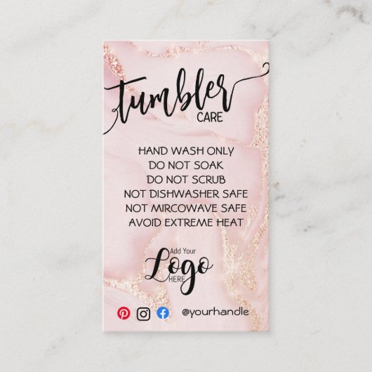 HINZUFÜGEN SIE IHR LOGO TUMBLER CARE CARDS-Vinyl-G Visitenkarte (Vorderseite)