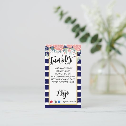 HINZUFÜGEN SIE IHR LOGO TUMBLER CARE CARDS-Vinyl-G Visitenkarte (Stehend Vorderseite)