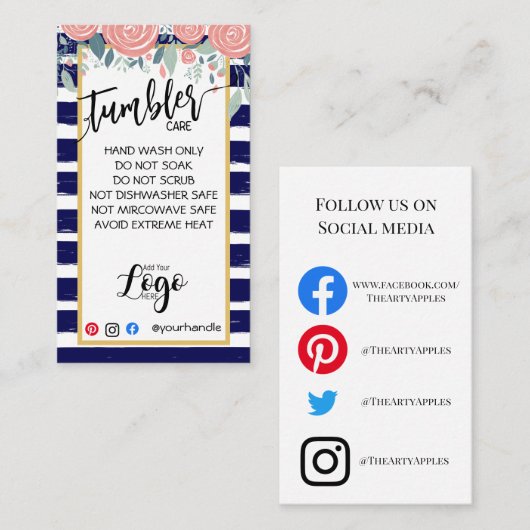 HINZUFÜGEN SIE IHR LOGO TUMBLER CARE CARDS-Vinyl-G Visitenkarte (Vorne/Hinten)