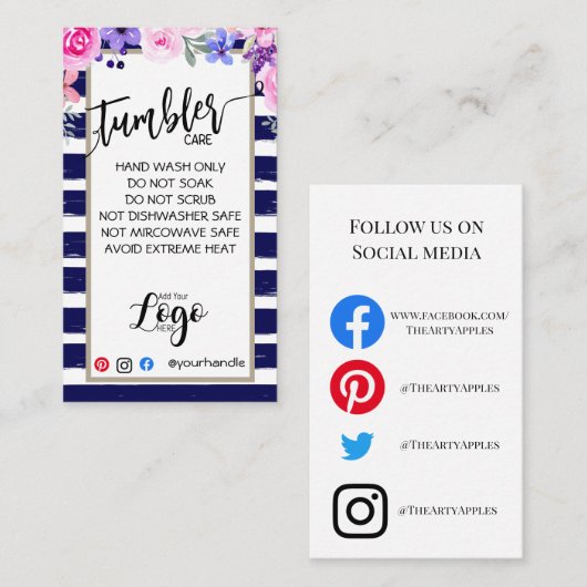 HINZUFÜGEN SIE IHR LOGO TUMBLER CARE CARDS-Vinyl-G Visitenkarte (Vorne/Hinten)