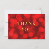 Hinzufügen Sie Ihre Logo-Ruby Red Bokeh Lights Imi Dankeskarte (Vorderseite)