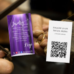 HINZUFÜGEN SIE IHRE LOGO Schmuck CARE CARDS UK Visitenkarte