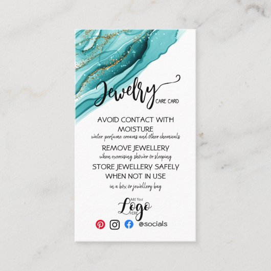 HINZUFÜGEN SIE IHRE LOGO Schmuck CARE CARDS UK Visitenkarte (Vorderseite)