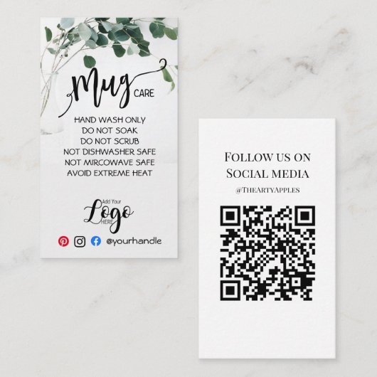 HINZUFÜGEN SIE IHRE LOGO Tasse CARE Vinyl business Visitenkarte (Vorne/Hinten)