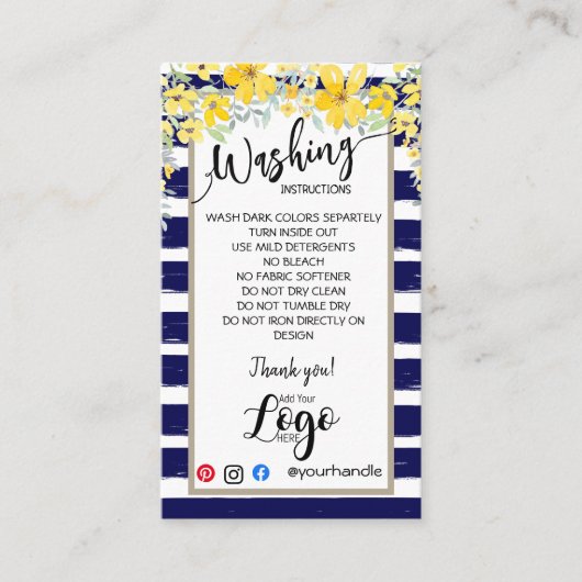 HINZUFÜGEN SIE IHRE LOGO-WÄSCHANWEISE PFLANZENKART VISITENKARTE (Vorderseite)