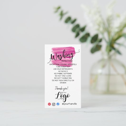 HINZUFÜGEN SIE IHRE LOGO-WÄSCHANWEISE PFLANZENKART VISITENKARTE (Stehend Vorderseite)