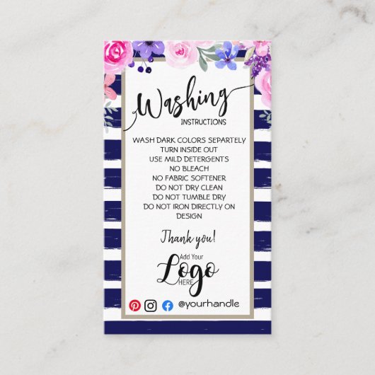 HINZUFÜGEN SIE IHRE LOGO-WÄSCHANWEISE PFLANZENKART VISITENKARTE (Vorderseite)