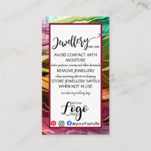 HINZUFÜGEN SIE IHREN LOGO Schmuck CARE CARDS klei Visitenkarte