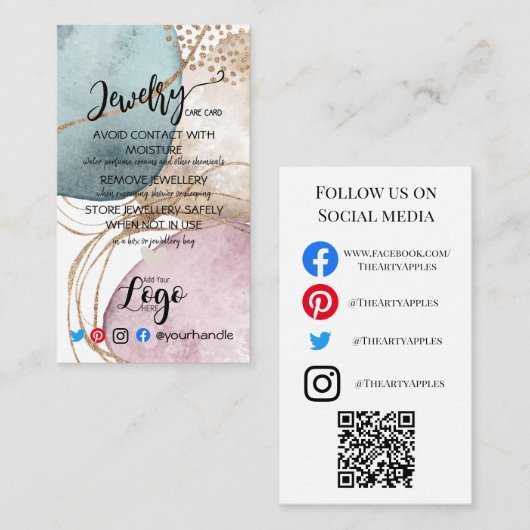 HINZUFÜGEN SIE IHREN LOGO Schmuck CARE CARDS UK Go Visitenkarte (Vorne/Hinten)