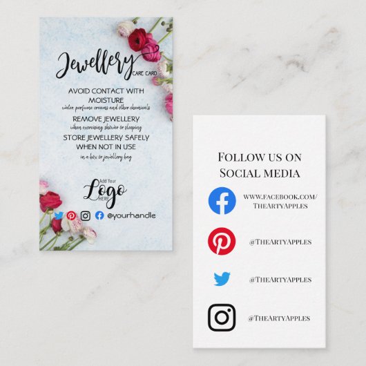 HINZUFÜGEN SIE IHREN LOGO-Schmuck CARE CARDS UK wh Visitenkarte (Vorne/Hinten)