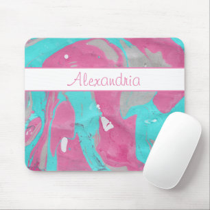 HINZUFÜGEN SIE IHREN NAMEN/Pink & Blue Marble Wass Mousepad