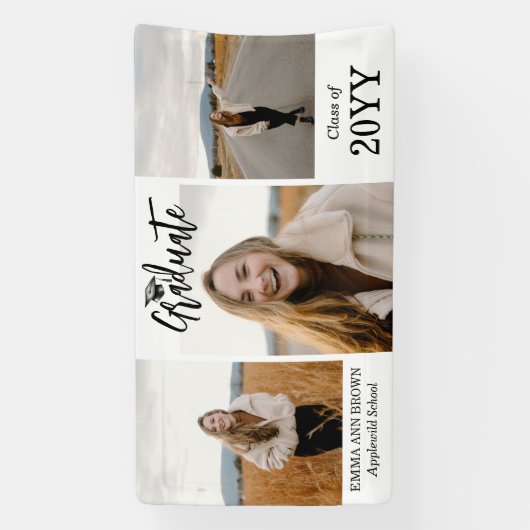 Hinzufügen von 3 Fotos Modernes Script Abschluss-B Banner (Vertikal)