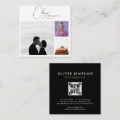 Hinzufügen von 3 Fotos Script Fotografie QR Quadratische Visitenkarte (Vorne/Hinten)