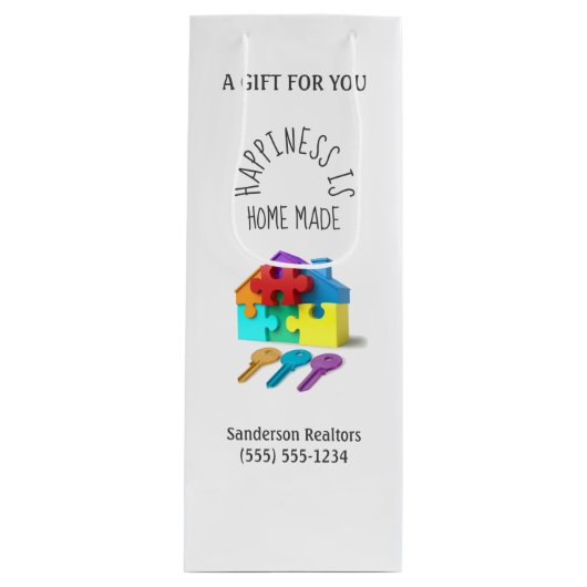 Hinzufügen von Anwesen-Hausschlüsseln für Ihr Logo Geschenktüte Für Weinflaschen (Vorderseite)