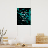 Hinzufügen von Aquamarinem, schwarzen und hellen T Poster (Küche)