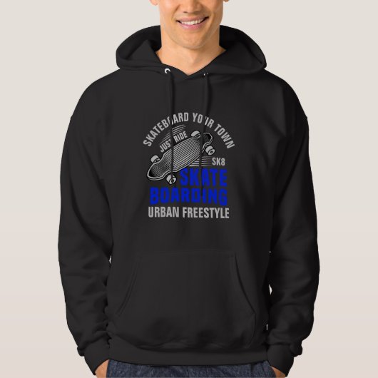 Hinzufügen von City Name Text Skateboard Urban Fre Hoodie (Vorderseite)