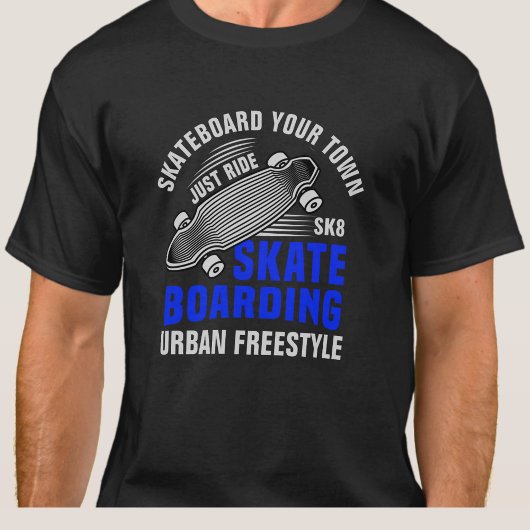 Hinzufügen von City Name Text Skateboard Urban Fre T-Shirt