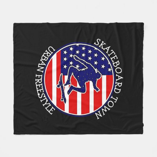 Hinzufügen von City Town Text Name Skateboard USA  Fleecedecke (Vorderseite (Horizontal))