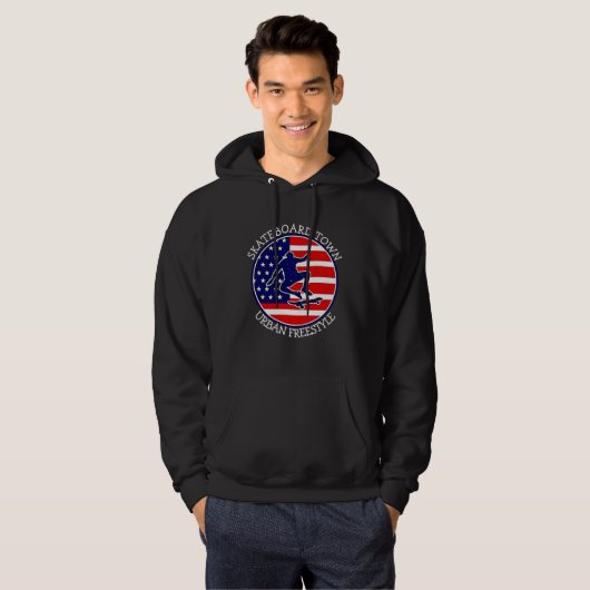 Hinzufügen von City Town Text Name Skateboard USA Hoodie (Vorne ganz)