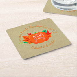 Hinzufügen von Erntedank für Familiennamen Rechteckiger Pappuntersetzer