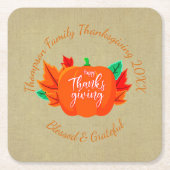 Hinzufügen von Erntedank für Familiennamen Rechteckiger Pappuntersetzer (Vorderseite)