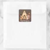 Hinzufügen von Erntedank Pilgrim-Amerikanischen Ur Quadratischer Aufkleber (Tasche)