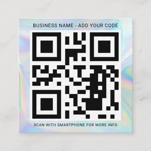 Hinzufügen von Firmenlogos und QR-Code DIY Hologra Quadratische Visitenkarte (Vorderseite)