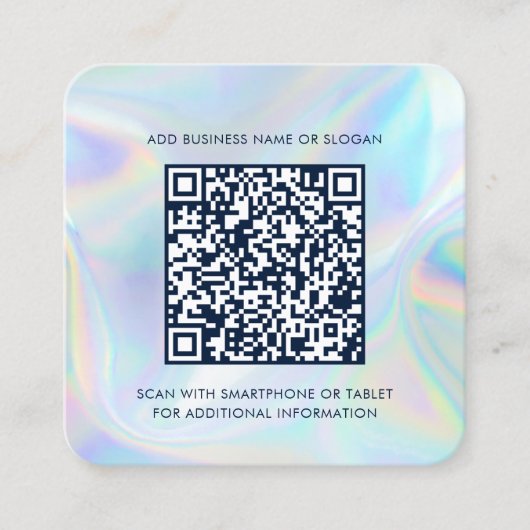 Hinzufügen von Firmenlogos und QR-Code-Holografie Quadratische Visitenkarte (Vorderseite)