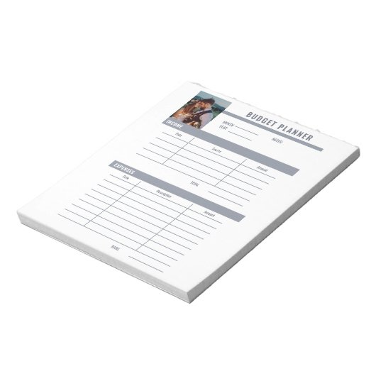 Hinzufügen von Foto-Budget-Planer-Notepad Notizblock (Rotiert)