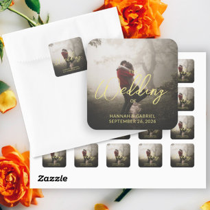 Hinzufügen von Foto Custom Wedding Quadratischer Aufkleber