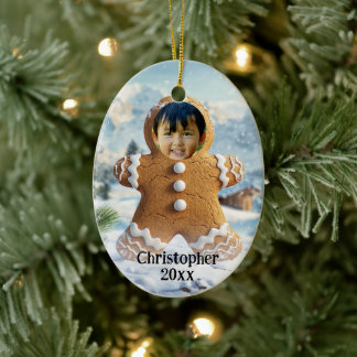 Hinzufügen von Foto Gingerbread Man Cookie Foto Ra Keramik Ornament
